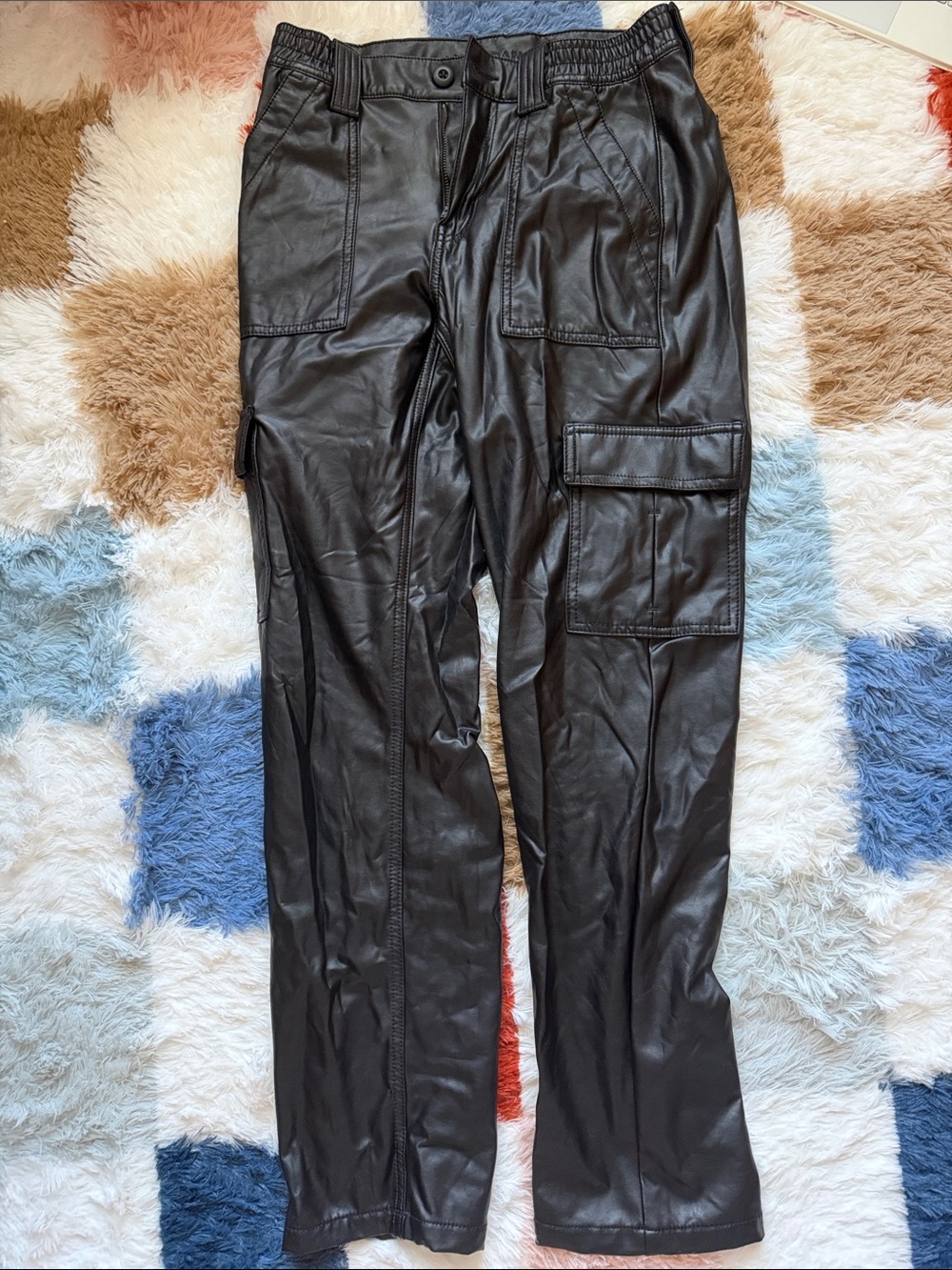 American Eagle Outfitters Black Faux Leather Women’s Cargo Pants